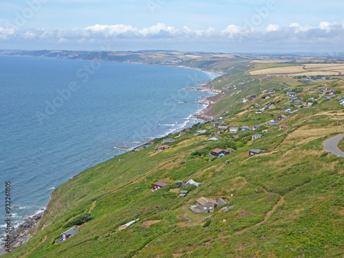 Aerial view of Whitsand Bay, Cornwall photo