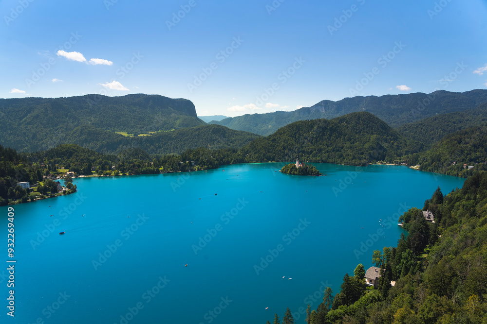 View of Lake Bled and Bled Castle, Slovenia View of Lake Bled and Bled Castle, Slovenia