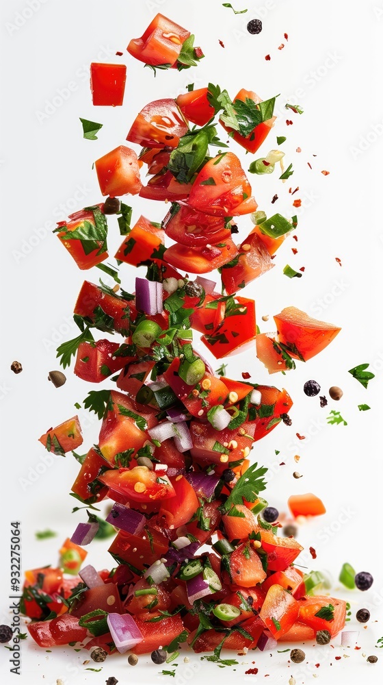 Fresh Salsa Falling onto Kitchen Table, Organic Tomatoes Cilantro Onions Jalapeno Peppers Mixing Midair, Isolated Food Culinary Wallpaper, Restaurant Menu Cookbook Recipe Ingredients White Background Fresh Salsa Falling onto Kitchen Table, Organic Tomatoes Cilantro Onions Jalapeno Peppers Mixing Midair, Isolated Food Culinary Wallpaper, Restaurant Menu Cookbook Recipe Ingredients White Background