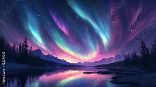 Wallpaper Mural Mesmerizing aurora borealis lighting up the sky with northern lights wallpaper Torontodigital.ca