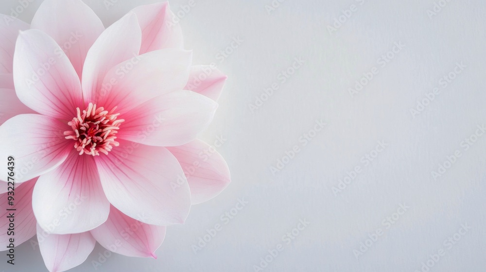 Close-up of a delicate pink and white flower on a blurred background Close-up of a delicate pink and white flower on a blurred background