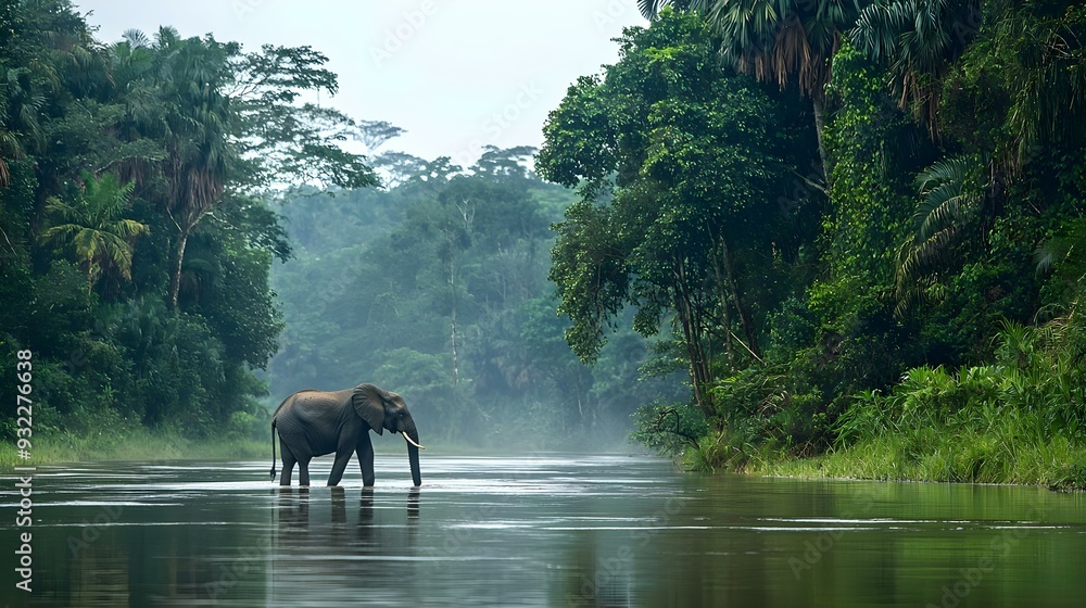 Fototapeta premium African forest elephant (Loxodonta cyclotis) in the wild