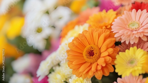 Bright orange flowers at a vibrant open-air market in springtime