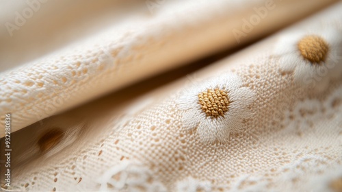 Intricate floral pattern on fabric with gold highlights and soft textures