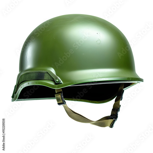 Capacete do exército verde com alça de presilha em fundo transparente sem fundo photo