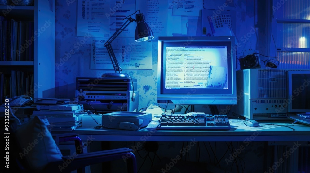room or office. the computer shows an error. dead blue screen for problem room or office. the computer shows an error. dead blue screen for problem