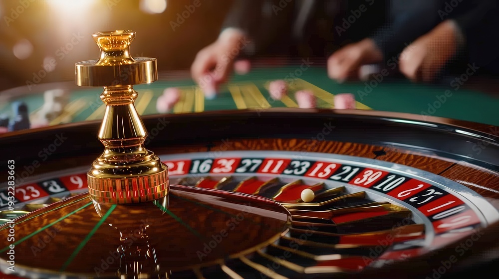 Obraz premium roulette wheel in casino with people playing