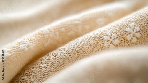 Intricate floral pattern on fabric with gold highlights and soft textures