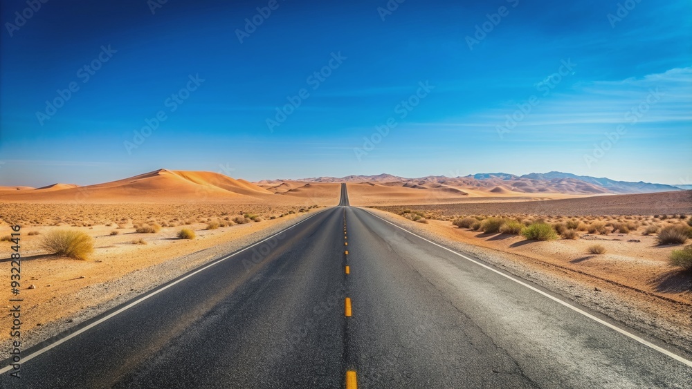 Minimal desert road under clear sky, desert, road, minimal, clear sky, barren, wilderness, remote, serene, empty, tranquil Minimal desert road under clear sky, desert, road, minimal, clear sky, barren, wilderness, remote, serene, empty, tranquil