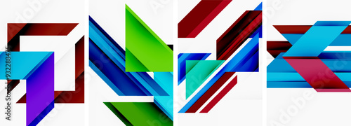 Triangle poster abstract background set for wallpaper, business card, cover, poster, banner, brochure, header, website