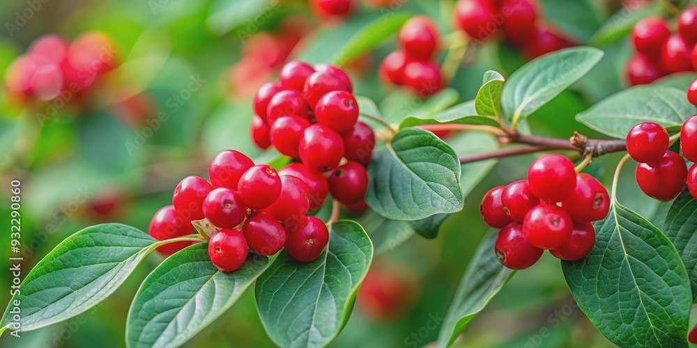 Ripe red forest honeysuckle berries , berries, forest, honeysuckle, red, ripe, vibrant, fruit, leaves, nature, close-up, freshness Ripe red forest honeysuckle berries , berries, forest, honeysuckle, red, ripe, vibrant, fruit, leaves, nature, close-up, freshness