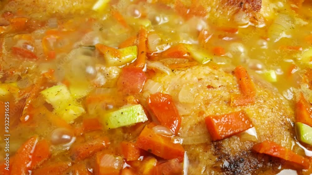 Stewing, stewing chicken, chicken with vegetables. Chicken and vegetable stew, cooking. Stewing, stewing chicken, chicken with vegetables. Chicken and vegetable stew, cooking.