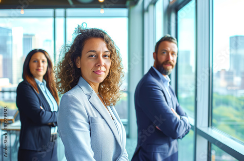 Portrait of smiling business people indoors