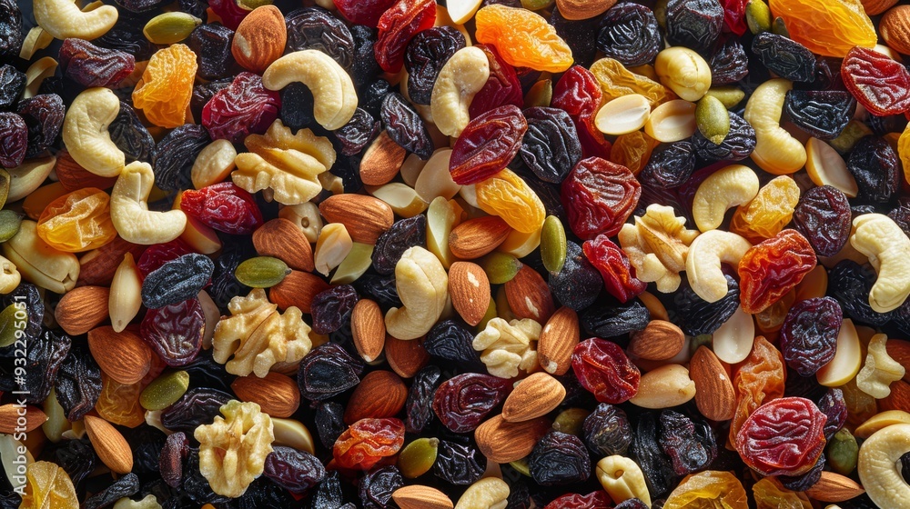 a mixture of dried fruits and nuts