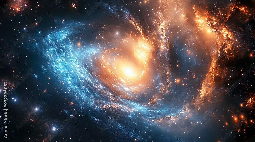 Fototapeta premium Amazing cosmic swirling vortex bright light galaxy abstract wallpaper