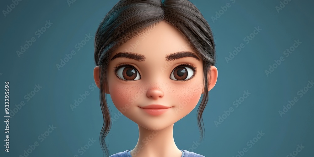 3D Cartoon of a Young Beautiful Girl 3D Cartoon of a Young Beautiful Girl