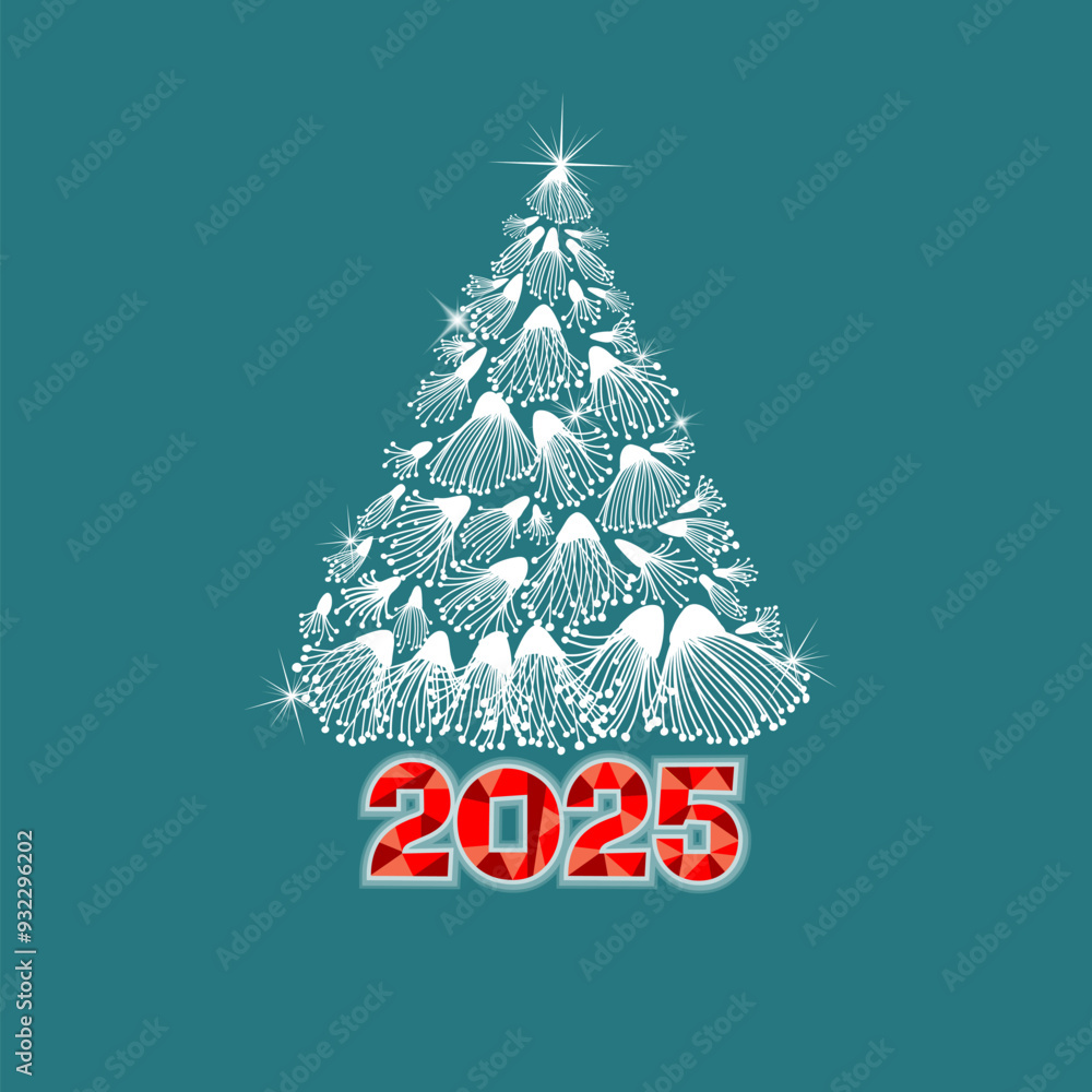 Snowy graphic tree. Christmas tree. Snow needles. Happy New Year 2025. hand drawing. Not AI, Vector illustrations. Snowy graphic tree. Christmas tree. Snow needles. Happy New Year 2025. hand drawing. Not AI, Vector illustrations.