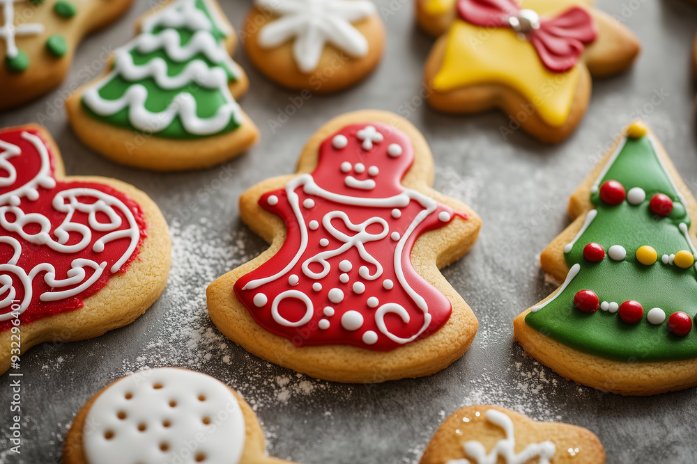 A plate of assorted Christmas cookies with a tree and a gingerbread man A plate of assorted Christmas cookies with a tree and a gingerbread man
