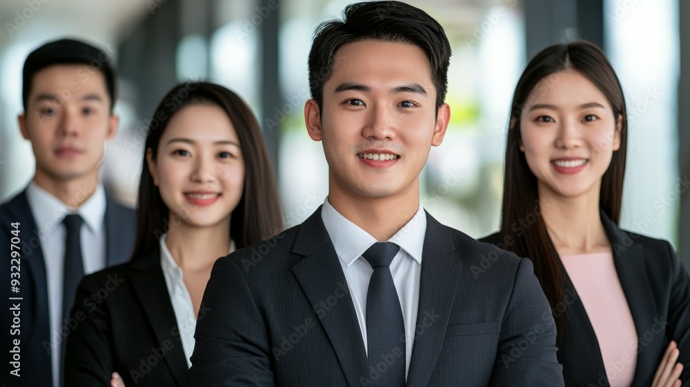 A group of people in suits and ties are smiling for the camera A group of people in suits and ties are smiling for the camera