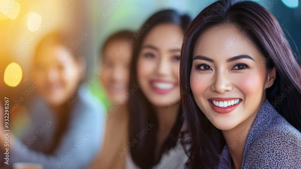 A group of women are smiling and posing for a photo A group of women are smiling and posing for a photo