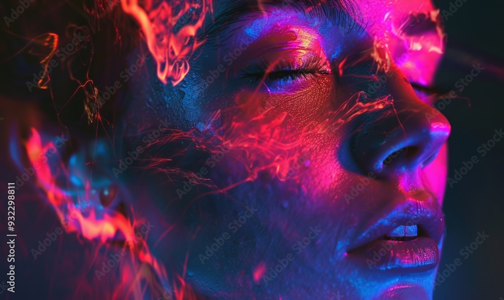 Portrait with neon double exposure Portrait with neon double exposure