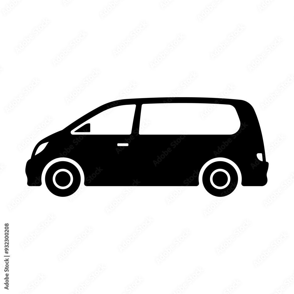 Minivan icon. Black silhouette. Side view. Vector simple flat graphic illustration. Isolated object on white background. Isolate. Minivan icon. Black silhouette. Side view. Vector simple flat graphic illustration. Isolated object on white background. Isolate.
