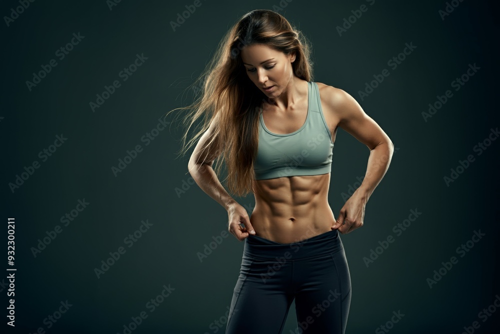 A woman with a toned body is posing for a photo A woman with a toned body is posing for a photo