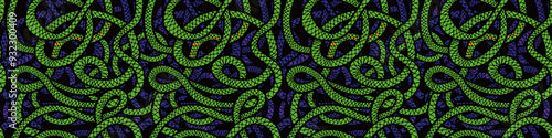 Snake seamless pattern. hand drawing. Not AI, Vector illustration.