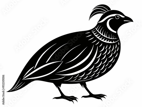 quail bird black silhouette vector