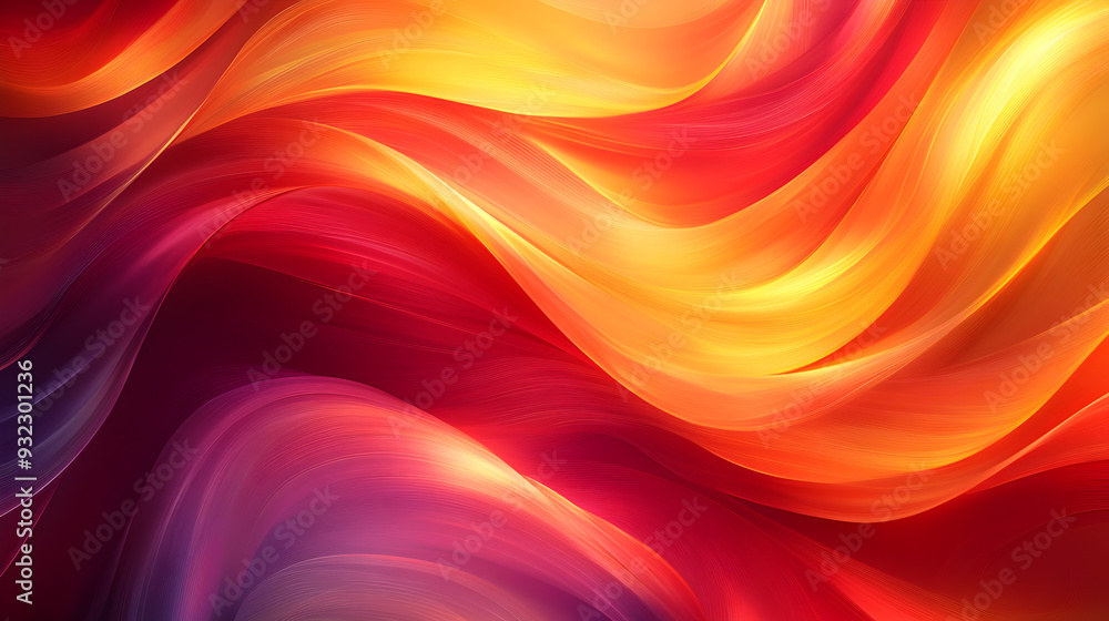 Obraz premium Abstract background of red, orange, and yellow curved lines.