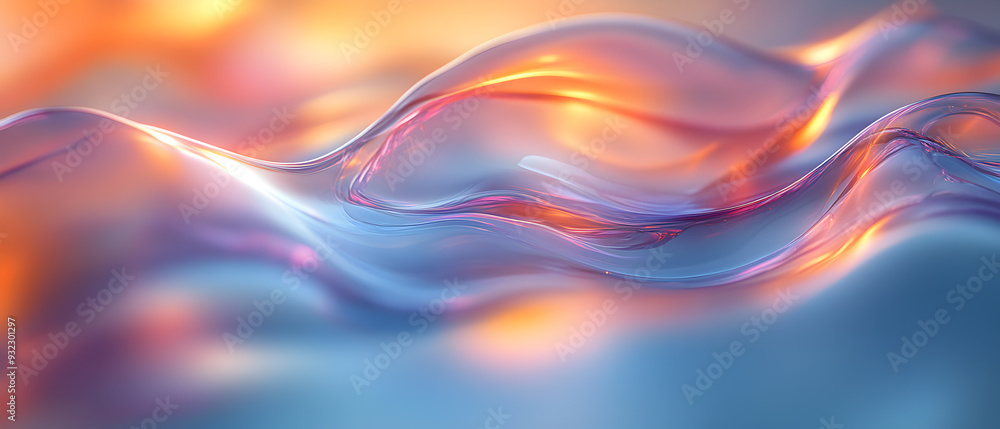 Abstract background with flowing, iridescent liquid in orange and blue tones. Abstract background with flowing, iridescent liquid in orange and blue tones.