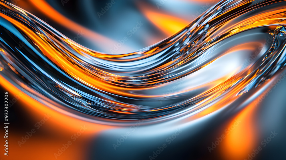 Abstract orange and blue wavy lines on a dark background. Abstract orange and blue wavy lines on a dark background.