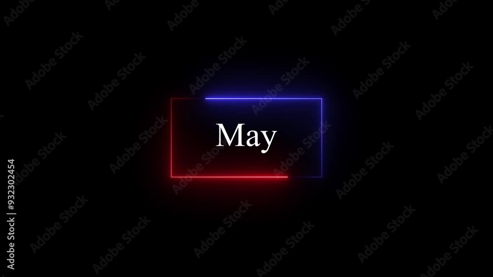 May text icon animation with neon glowing 4k video. May colour white.. May text icon animation with neon glowing 4k video. May colour white..
