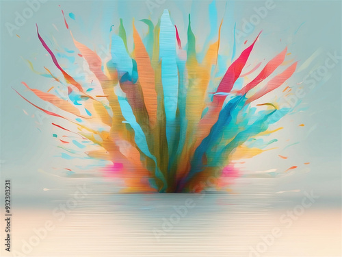 Colorful explosion of bold paint streaks in dynamic motion photo