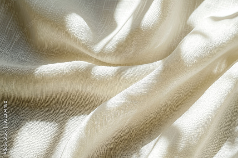 Soft draped linen fabric with speckled light and shadow - layers and folds of soft material Soft draped linen fabric with speckled light and shadow - layers and folds of soft material