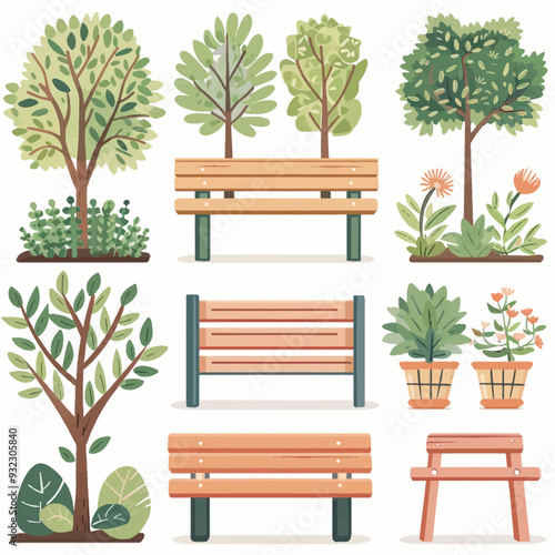 Vector Garden Bench simple and min