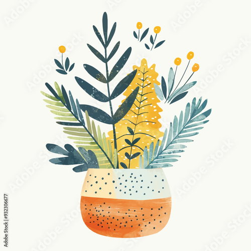Vector Pine Tree in vase simple an