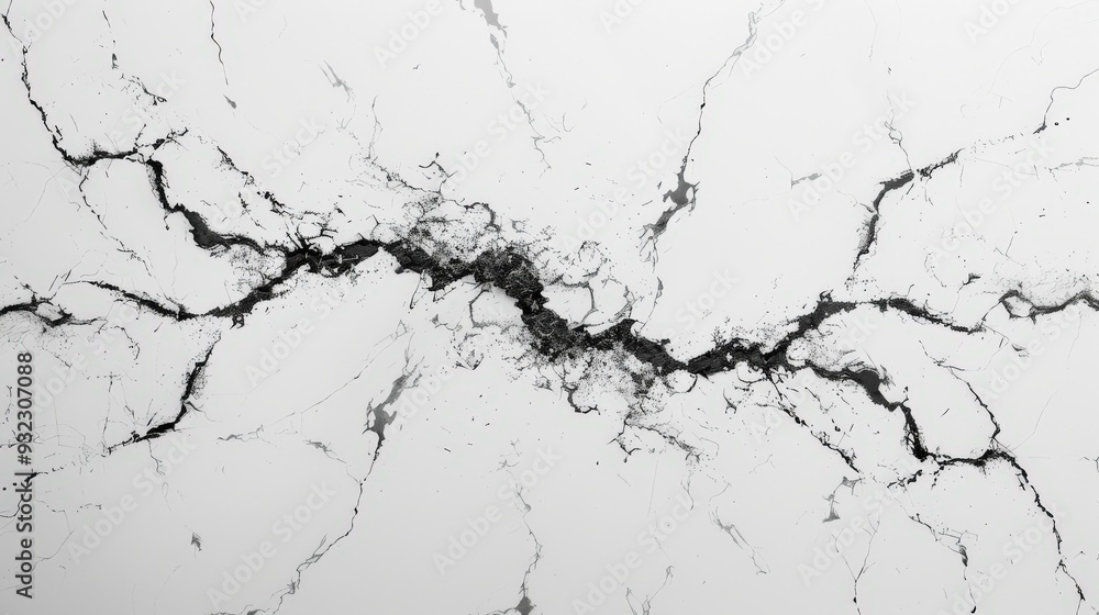 Obraz premium Design an abstract background with black veins creating an organic texture on a white surface. Focus on achieving a detailed and visually striking pattern