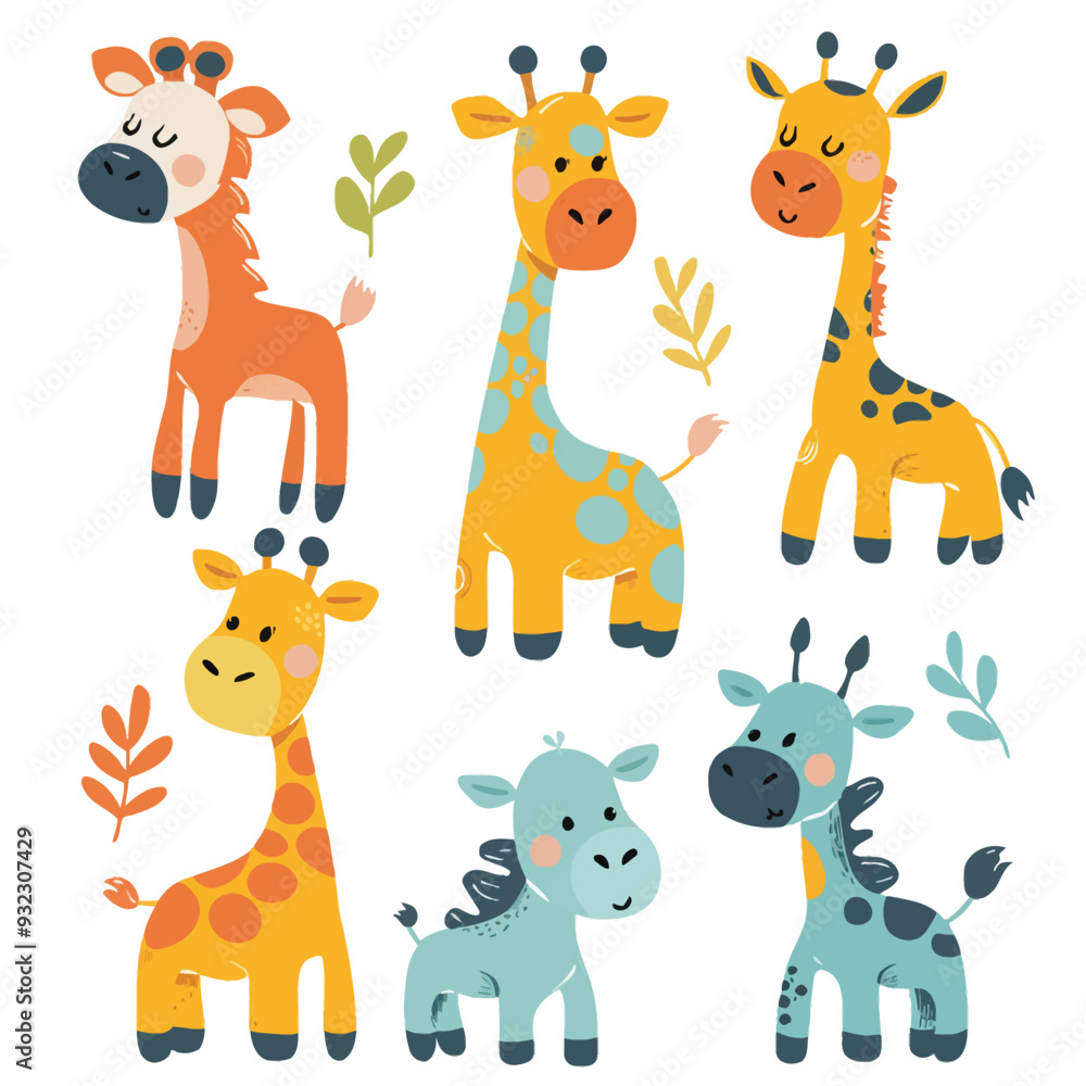 Naklejka premium Vector Giraffe simple and minimali