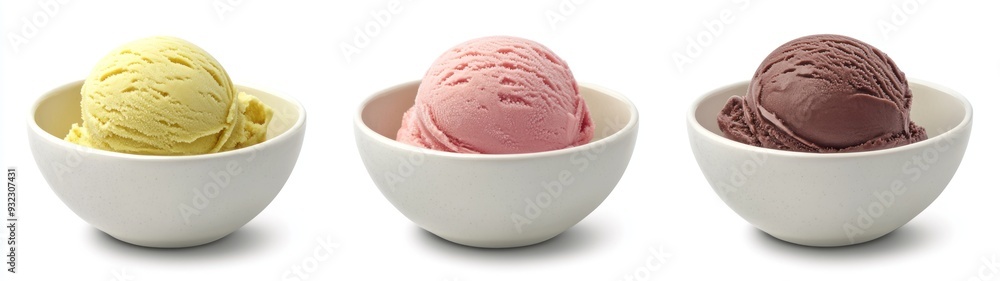 Scoops of Ice Cream in White Bowls Scoops of Ice Cream in White Bowls