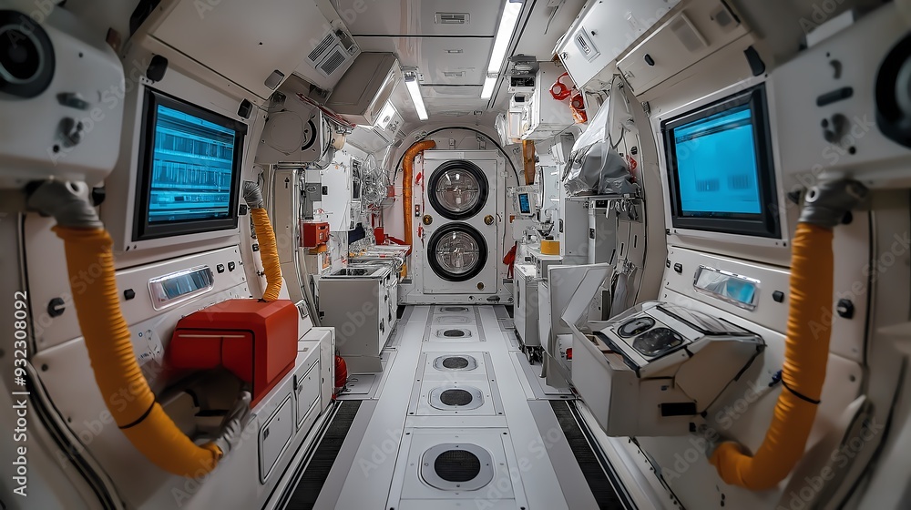 A spaceborne laboratory conducting experiments in microgravity A spaceborne laboratory conducting experiments in microgravity