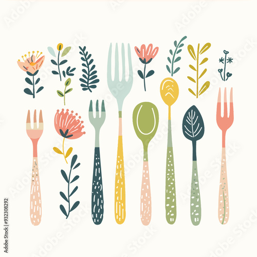 Vector Garden Fork simple and mini