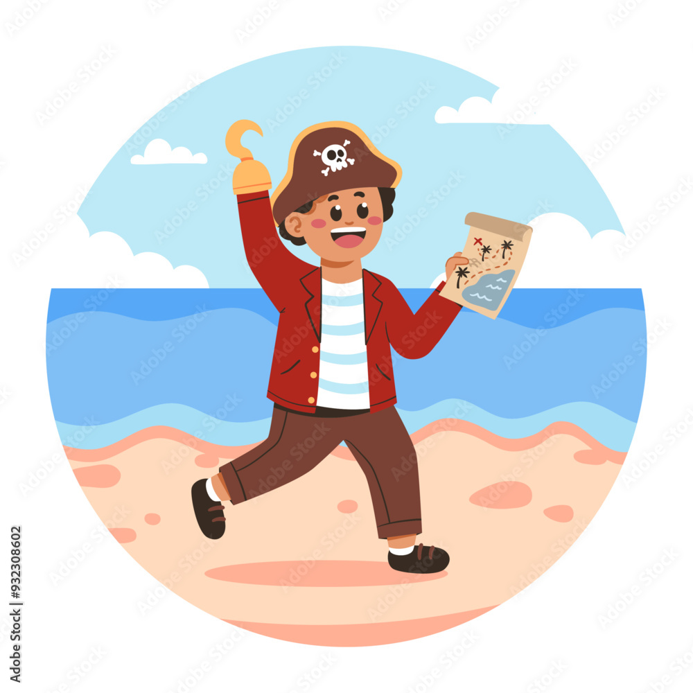 Pirate boy with treasure map Pirate boy with treasure map