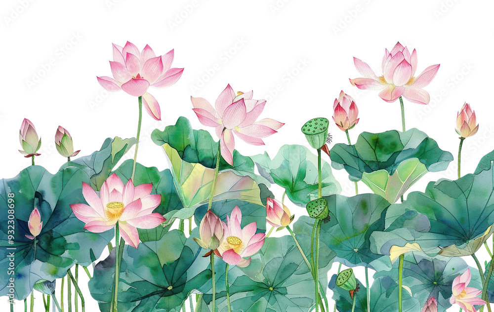 PNG Pink lotus bushes border painting blossom flower. PNG Pink lotus bushes border painting blossom flower.