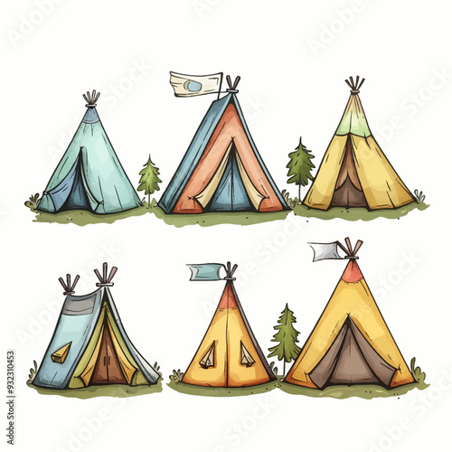 Vector Camping Tent simple and min