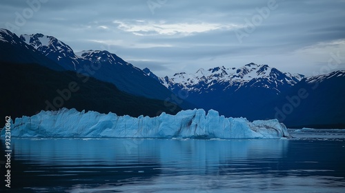 Captivating Scene of Blue Glacier Amidst Majestic Mountains