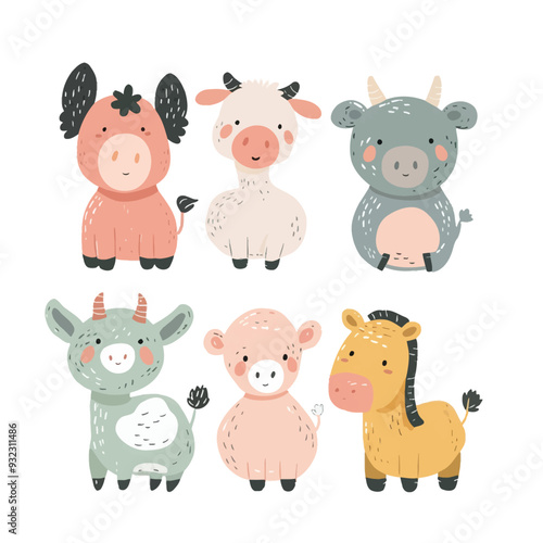 Vector Farm Animal simple and mini