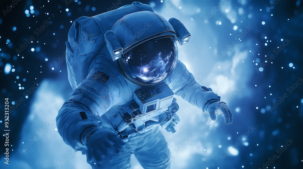 An astronaut encountering an unknown cosmic entity in the void An astronaut encountering an unknown cosmic entity in the void