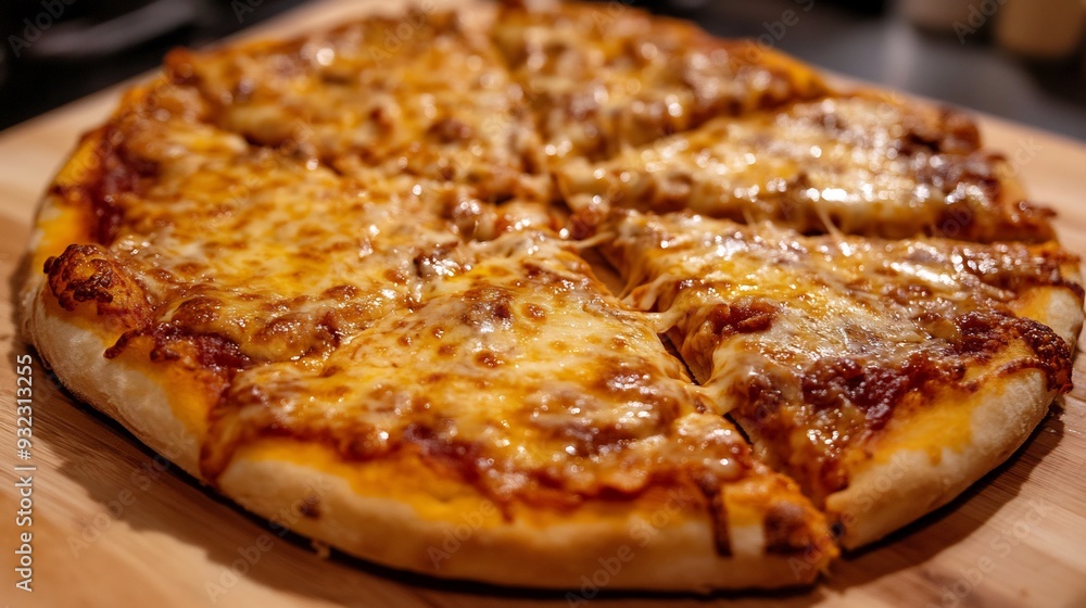 Close-up of a Deliciously Cheesy Pizza Close-up of a Deliciously Cheesy Pizza