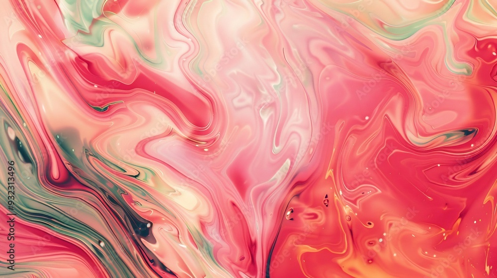 Abstract Swirls of Pink, White, and Green Abstract Swirls of Pink, White, and Green